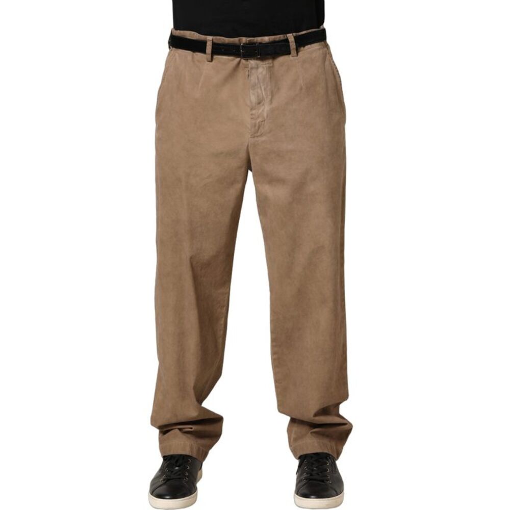 Domenico Tagliente Beige Cotton Straight Leg Men Trouser Men's Pants
